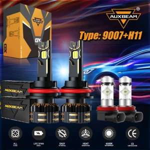 For Suzuki SX4 2007-2013 AUXBEAM 9007 H11 LED Headlight High Low Fog Light 6500K - Picture 1 of 12