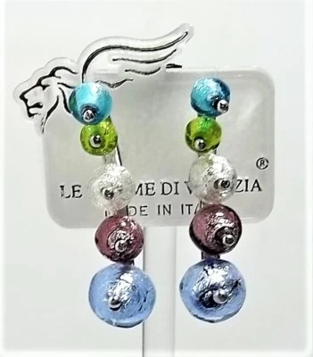 Orecchini Donna Nadia Argento 925 Antica Murrina Vetro Murano Made in Italy v597 - Immagine 1 di 4