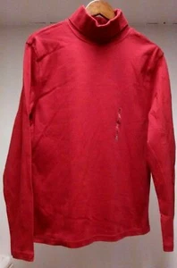 Cute New BASIC EDITIONS Cotton Red Women's Size XL Long Sleeve Turtle Neck Tee - Picture 1 of 3
