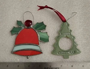 Vintage Stained Glass Christmas Bell Sun Catcher with Free Tree - Picture 1 of 5