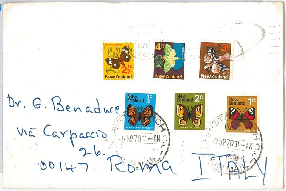 MARIPOSAS / POLILLAS - NUEVA ZELANDA - HISTORIA POSTAL: PORTADA 1970 Foto 1 de 1