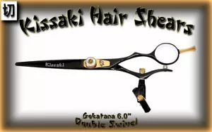 Kissaki 6.0" Gokatana DOUBLE SWIVEL Black W Hair Cutting Scissors Salon Shears - Picture 1 of 3