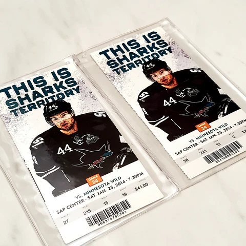 San Jose Sharks - (2) Ticket Stubs - Game 24 - 2014 - Marc Vlasic Cover