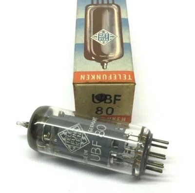 Tubos de válvula alemanes Telefunken con fondo de diamante UBF80 NOS <>