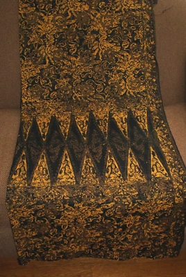 Batik Fabric Brown & Golds with Diamond Design Border Quilting 1 Yd + 35" x 44" - Image 1 of 4