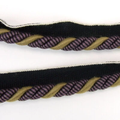 Designer Cord with Lip British Trimmings 1/2" Purple Plum Sage Green 14 yd Lot - Image 1 of 4