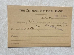 I 2217 Postkarte Citizens' National Bank, Austin, Minnesota MN - Bild 1 von 2