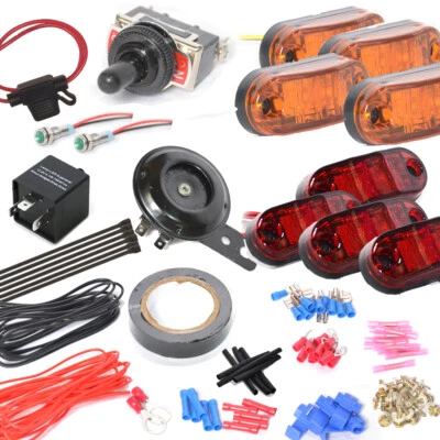LED turn signal street kit for SXS side by side UTV w/ Toggle switch Horn Button - Image 1 of 4