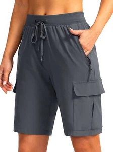 Women's 9" Hiking Cargo Shorts with 5 Pockets Quick Dry Summer Athletic Golf ... - Picture 1 of 7