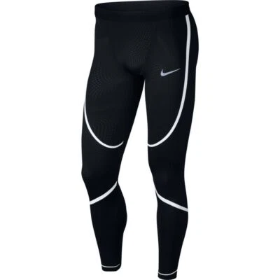 Nike Power Tech DRI-FIT Running Tights Black White 943687 010 Sz 2XL - Image 1 of 4