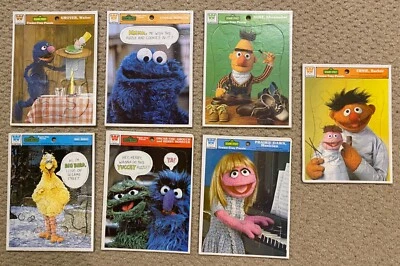 Vintage Lot of 7 1970's Sesame Street Tray Puzzles by Whitman - Изображение 1 из 4