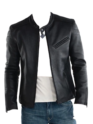 Men's Original Leather Jacket Black Slim fit Motorcycle Real lambskin jacket - Image 1 of 3