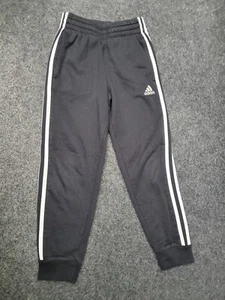 Adidas Pants Boys Small Black White Climacool Tapered Tight Soccer Ankle Casual - Picture 1 of 15
