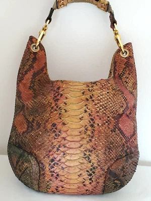 Bolso de Mano Hobo Bucket de Cuero Piel de Serpiente Negro Tostado Marrón Rosa Rojo Gris Vaquera Foto 1 de 4