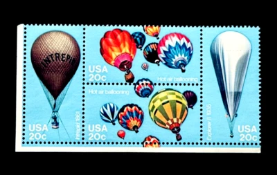 US Stamp Block - 1983 Bicentenary of Manned Flight Hot Air Balloon 20c MHR r68🔥 - Image 1 of 2