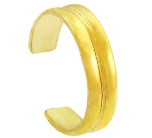 Double Classic Toe Ring 10K or 14K Solid Yellow Gold or White Gold Adjustable - Picture 1 of 12