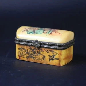 Chinese antique collection vintage bone Figure painting boxes jewel case - Picture 1 of 6