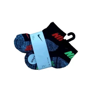 NIKE Boys 6 PK Socks UK shoe infant 6.5 - 9.5 NWT black logo sports JUST DO IT - Picture 1 of 4