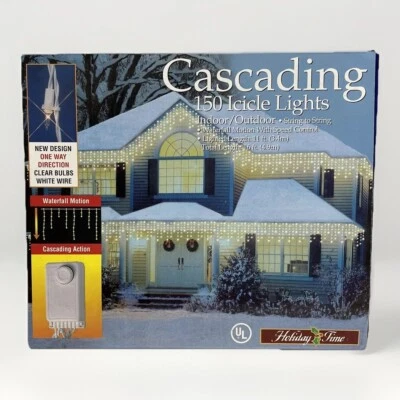 Christmas Decor Lights 150 Cascading Waterfall Icicles In Motion Holiday Time - Image 1 of 4