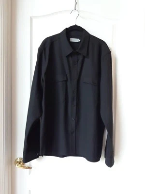 全新无标签! Vince 军用黑色羊毛混纺棉羽绒衬衫男式 XL 码 — 第 1/4 张图片