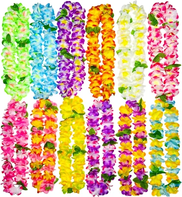 12 cuentas de Leis hawaiano engrosado, suministros de fiesta Luau perfectos para playa de verano Foto 1 de 4