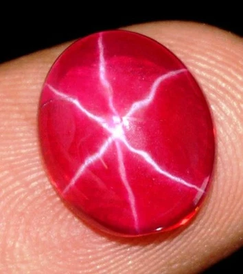 9.00 Cts. Natural Star Red Ruby 6 Rays Oval Cabochon Shape Certified Gemstone - Image 1 of 4