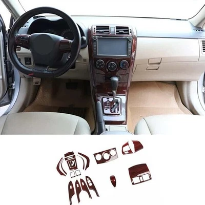 For Toyota Corolla 07-2013 Dashboard Panel Cover ABS Red Wood Car Middle Console — 第 1/4 张图片