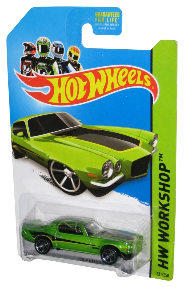 Hot Wheels HW Workshop (2013) Green '70 Camaro Toy Car 231/250 - (Creased Card) - Image 1 of 1