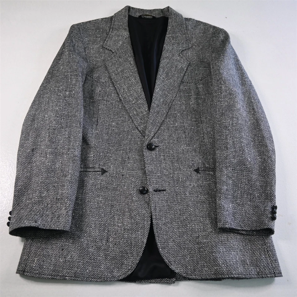 Vtg USA Pioneer Wear 44L Gray Blanketweave Tweed Mens Blazer Jacket Sport Coat - Image 1 of 4