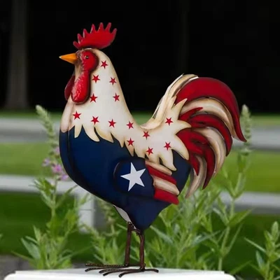 2D El Gallo de Hierro Insertado en el Hierro de Jardín, Decoración de Jardín US STocK Foto 1 de 4