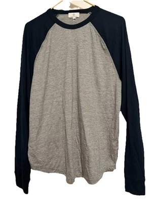 Camiseta masculina manga longa Adriano Goldschmied cinza e azul marinho nova com etiquetas tamanho médio - Imagem 1 de 3