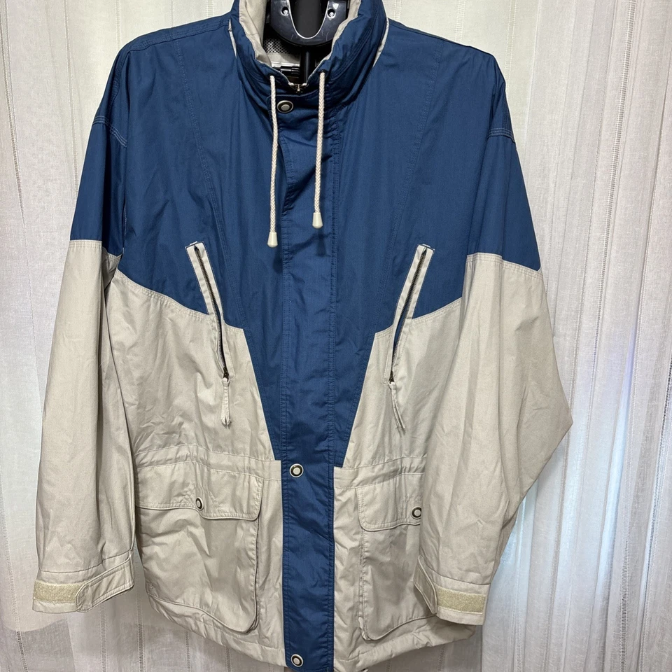 Vtg 90s Y2K Perry Ellis Mens Color Block Windbreaker Full Zip Jacket Large - Image 1 of 4