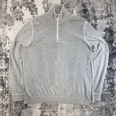 Reiss Men's 'Felipe' Grey 1/4 zip Cotton Viscose Blend Large Pullover, Slim L - Image 1 of 4