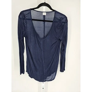 Tresics Womens Sz M Long Sleeve Lightweight T Shirt Navy Blue Scoop Neck - Picture 1 of 3