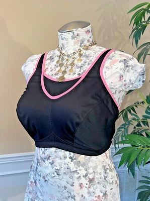 Glamorise Sport, 1066 "Sujetador Cami Sin Rebote" Sin Alambres/Sin Forro Negro/Rosa EE. UU. Talla 42G Foto 1 de 4