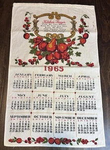 Vintage 1965 Linen Dish Towel Calendar Kitchen Prayer Tea Towel Farmhouse - Picture 1 of 11