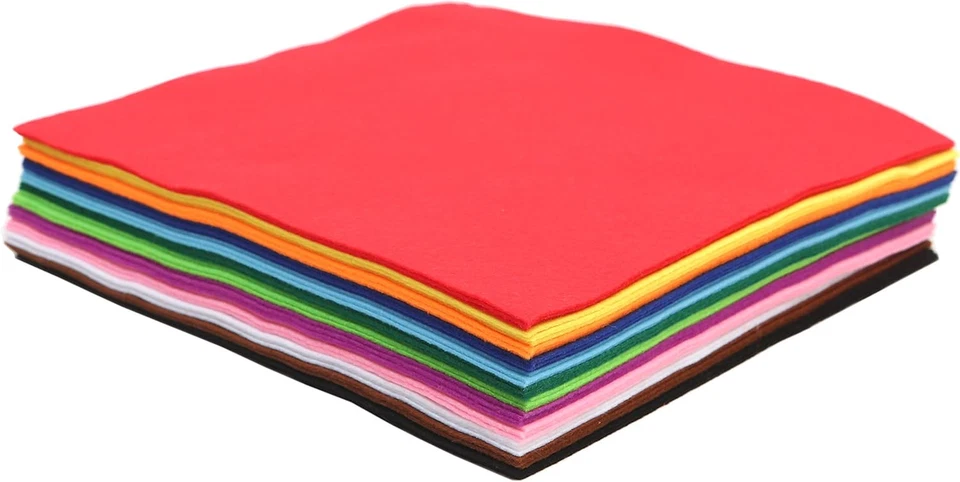 Cuadrados de fieltro suave, 12X12 pulgadas, 36 piezas en 12 colores - Surtido de fieltro de poliéster Sh Foto 1 de 1