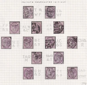 GB Victoria Penny Lilacs 'Perfins' 14 Stamps (t14871) - Picture 1 of 1
