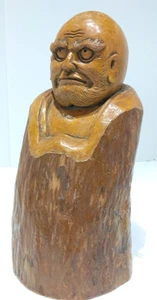 Japanische Vintage Holzschnitzerei Daruma Mönch Meister Buddha Statue H8,3 Zoll 25,4 Unzen FS - Bild 1 von 13