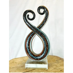 Escultura de vidrio artístico estilo Murano MCM de colección forma libre abstracta decoración del hogar 24 cm - Imagen 1 de 13