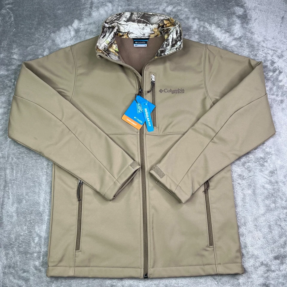 Columbia Jacket Men’s Small Tan PHG Ascender II Softshell Full Zip Camo Hunting - Image 1 of 4
