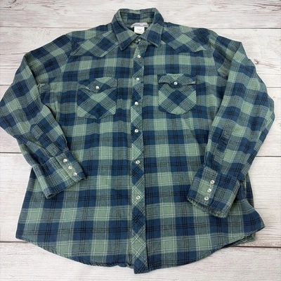 Женская большая сине-зеленая клетчатая жемчужная фланелевая рубашка с длинным рукавом на кнопках Wrangler Wrancher - Изображение 1 из 4
