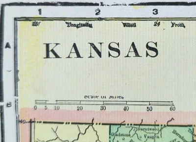 Vintage 1902 KANSAS Map 14"x11" Old Antique Original TOPEKA SHAWNEE COUNTY KS - Image 1 of 4