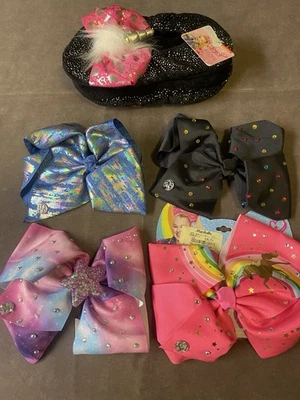 ~Jojo Bows~ Lote de 4 lazos con pinza para el cabello y zapatillas juveniles (nuevas/usadas) brillo unicornio  Foto 1 de 4