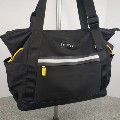 Bolsa tote Isaac Mizrahi IMNYC preta com detalhes amarelos - Imagem 1 de 4