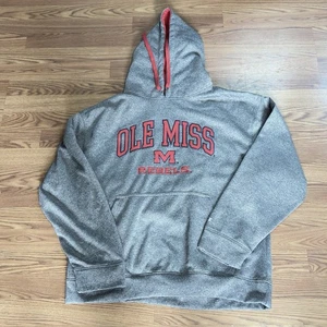 Champion Men Hoodie Size XL Gray Logo Ole Miss Rebels Football Team Pullover - Picture 1 of 10