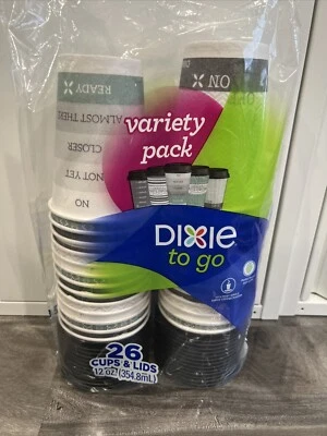 Tazas de café desechables de papel para bebidas calientes Dixie to Go con tapas, 12 OZ, 26 unidades Foto 1 de 4