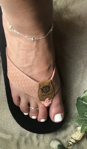 Lovely Silver Plated Toe Ring and Anklet Set with Green Beads - Picture 1 of 5