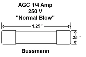 2 ea, AGC 1/4 Amp 250V Glass Fuse, Normal Blow, 1/4A 250 Volt NEW - Picture 1 of 3