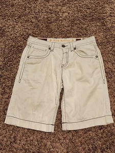 Pantaloncini Rock Revival da uomo bianchi avorio con tasche ricamate 33x23 sottili - Foto 1 di 6
